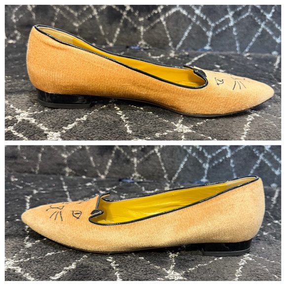 Charlotte Olympia Beige Velvet Mid Century
Kitty Ballet Flats - Picture 7 of 12